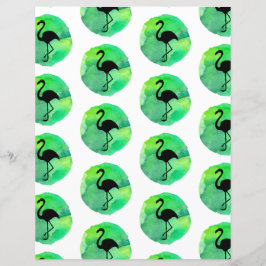 Yellow Green Flamingo Muster Scrapbook Paper