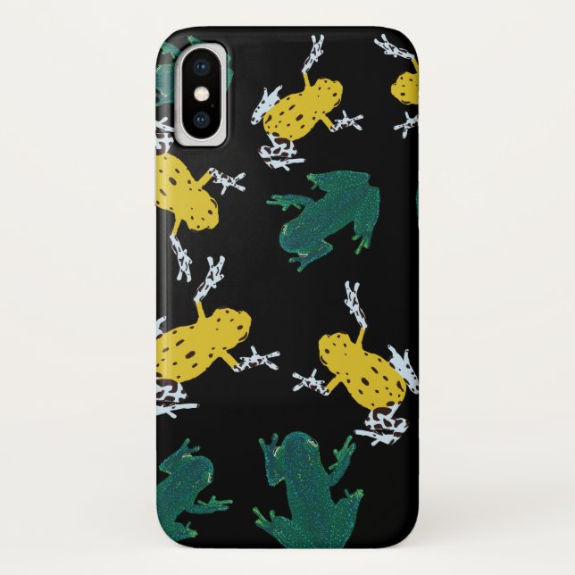 Yellow Green Frogs Pattern Case-Mate iPhone Hülle (Rückseite)