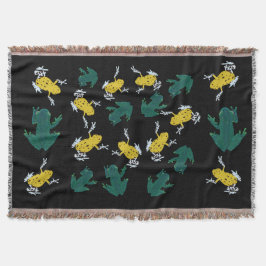 Yellow Green Frogs Pattern Decke