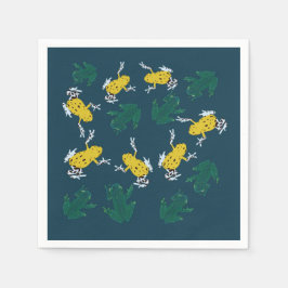 Yellow Green Frogs Pattern Serviette