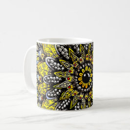 Yellow Green Hand Drawn Mandala Design Kaffeetasse