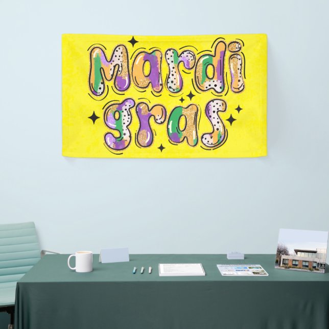 Yellow Green Lila Mardi Gras Banner (Messeveranstaltung)