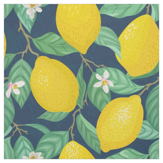 Yellow Green Navy Blue Lemon Muster Stoff (Muster)