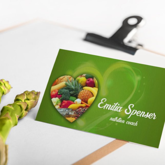 Yellow Green Nutritionist Fruchtherz-Karte Visitenkarte (Perfect for business)