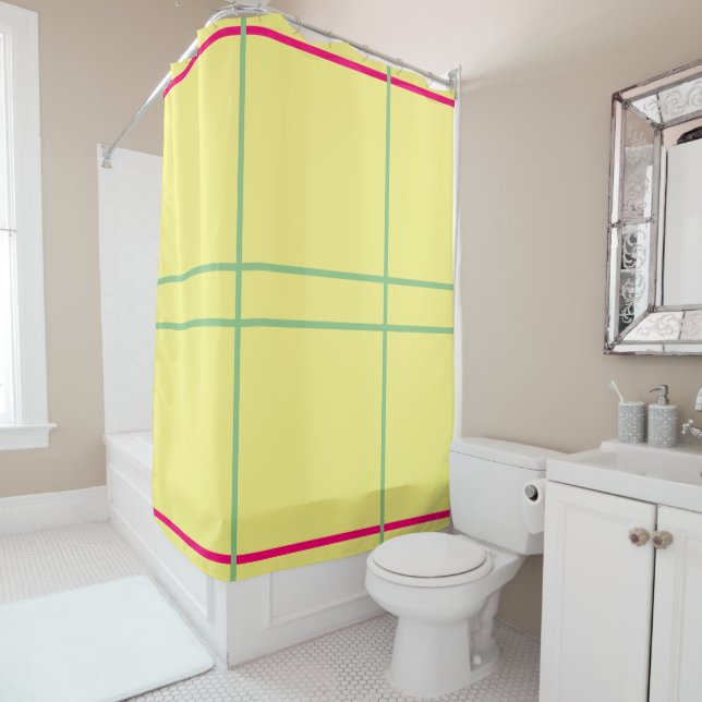 Yellow Green Pink Geometric  Duschvorhang (Beispiel)
