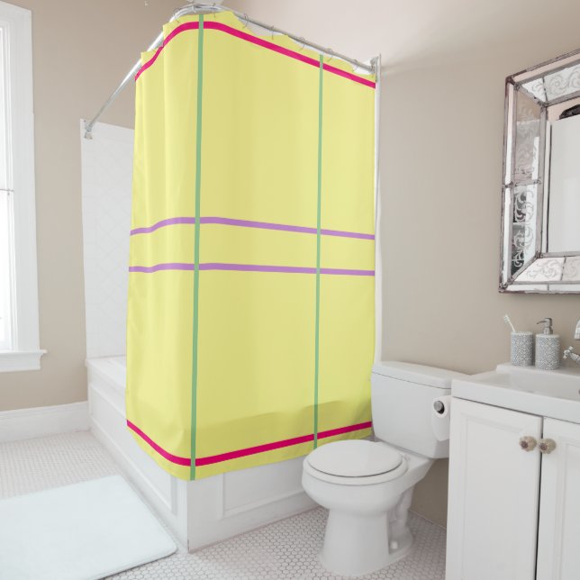 Yellow Green Purple Pink Geometric  Duschvorhang (Beispiel)