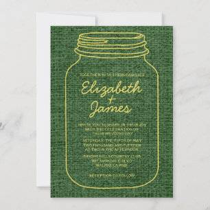 Yellow Green Rustic Mason Jar Hochzeit Einladungen