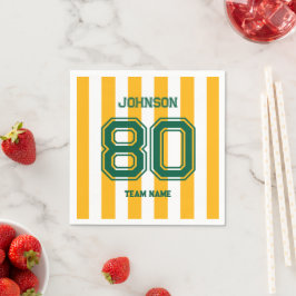 Yellow Green Sports Team Individuelle Name Number  Serviette