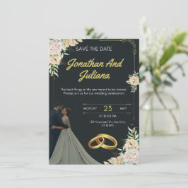 Yellow & Green Vintage Wedding Invitation