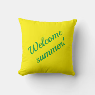 Yellow & green, Welcome summer! Throw Pillow Kissen