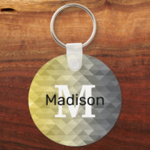 Yellow Grey Cool Ombre Geometric pattern Monogram