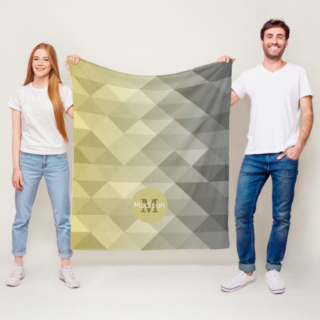 Yellow Grey Cool Ombre Geometric pattern Moonogram Fleecedecke (Beispiel)