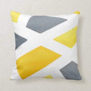 Yellow Grey Geometric Kissen
