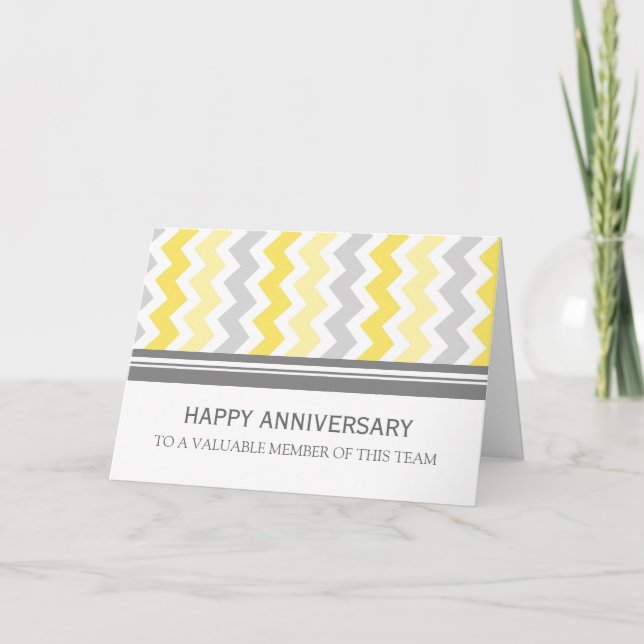 Yellow Grey Zickzack Anniversary Card Karte (Vorderseite)