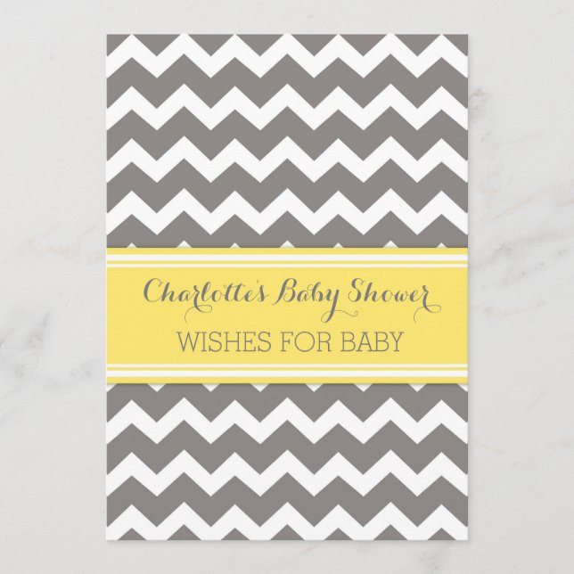 Yellow Grey Zickzack Baby Dusche Hinweis für Baby (Vorderseite)