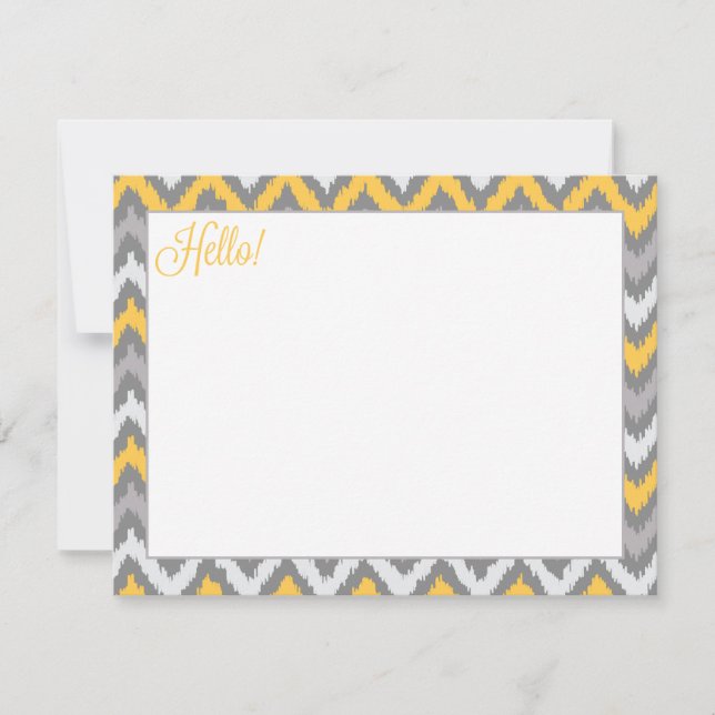 Yellow Grey Zigzag Tribal Ikat Muster (Vorderseite)