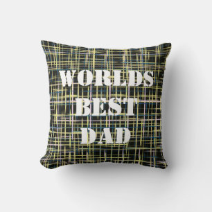 Yellow Grid Lines Art Pattern Worlds Best Kissen