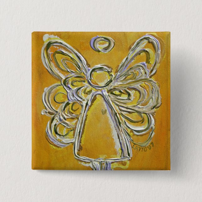 Yellow Guardian Angel Custom Holiday Button Button (Vorderseite)