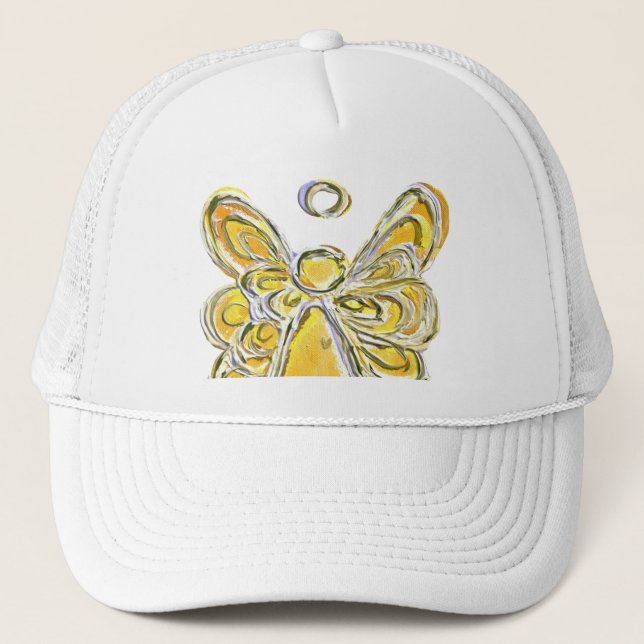Yellow Guardian Engel Custom Art Cap oder Hat Truckerkappe (Vorderseite)