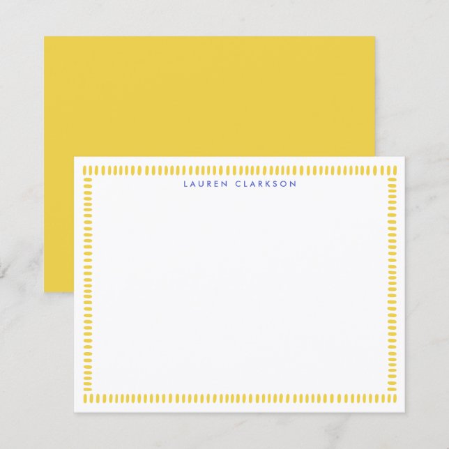 Yellow Hand Painted Striped Frame Note Card Einladung (Vorne/Hinten)
