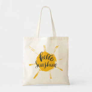 Yellow HandDrawn Sun Hello Sunshine Image Text Art Tragetasche