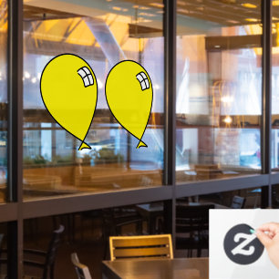 Yellow Happy Balloons Twins Fensteraufkleber