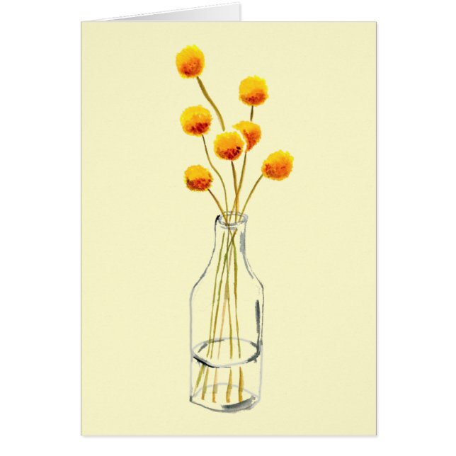 Yellow happy Billy Button Blume Australische Kunst (Vorne)