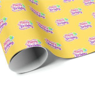 Yellow Happy Birthday Geschenkpapier Wrapping