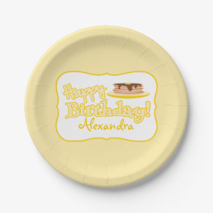 Yellow Happy Birthday Pancakes Pappteller