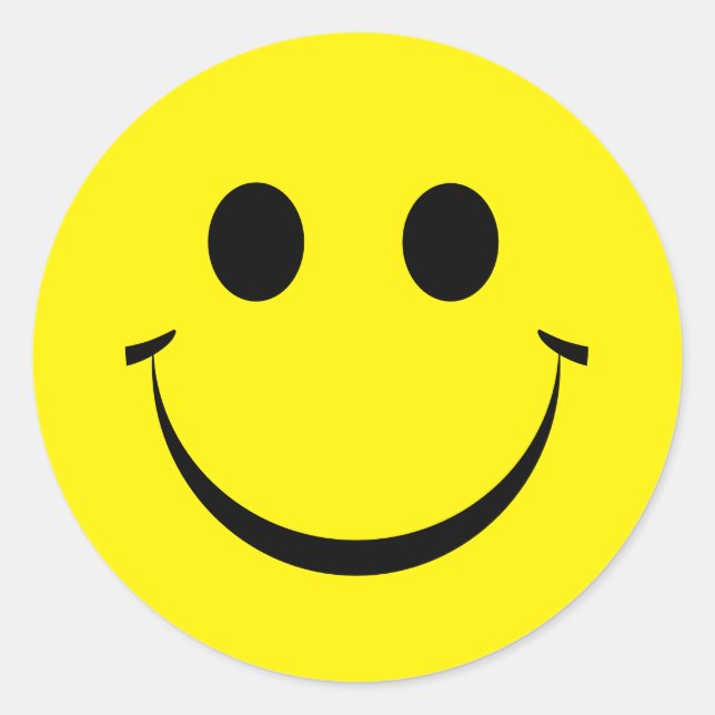 Yellow Happy Face Birthday Classic Round Sticker (Vorderseite)