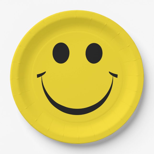 Yellow Happy Face Birthday Niedlich Paper Teller (Vorderseite)