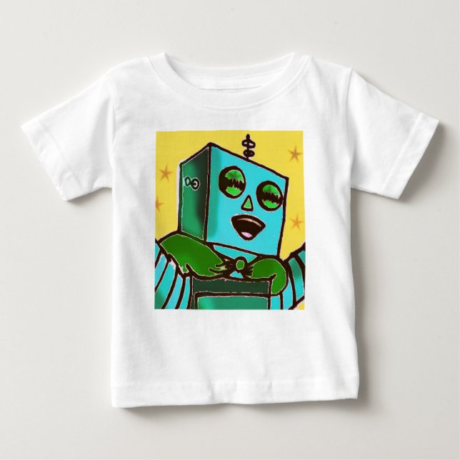 Yellow Happy Robot Säugling T - Shirt (Vorderseite)
