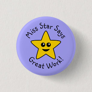Yellow Happy Star Great Work Button
