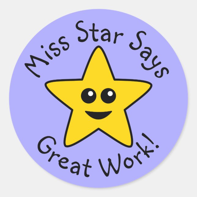 Yellow Happy Star Great Work Stickers (Vorderseite)