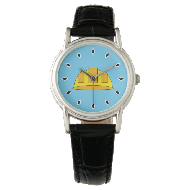 Yellow Hard Hat Cartoon Armbanduhr (Vorderseite)