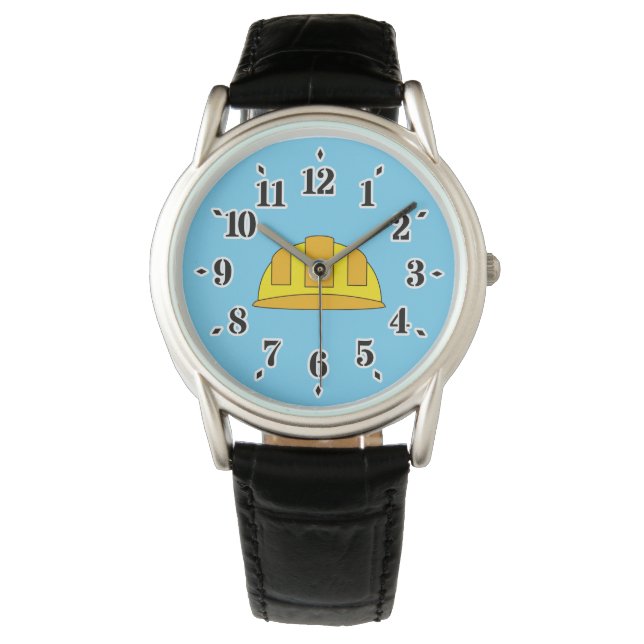Yellow Hard Hat Cartoon Armbanduhr (Vorderseite)