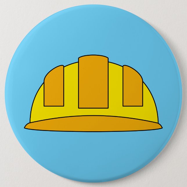 Yellow Hard Hat Cartoon Button (Vorderseite)