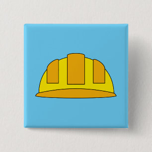 Yellow Hard Hat Cartoon Button