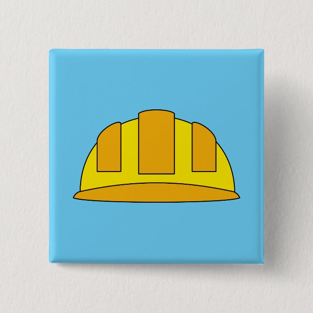 Yellow Hard Hat Cartoon Button (Vorderseite)