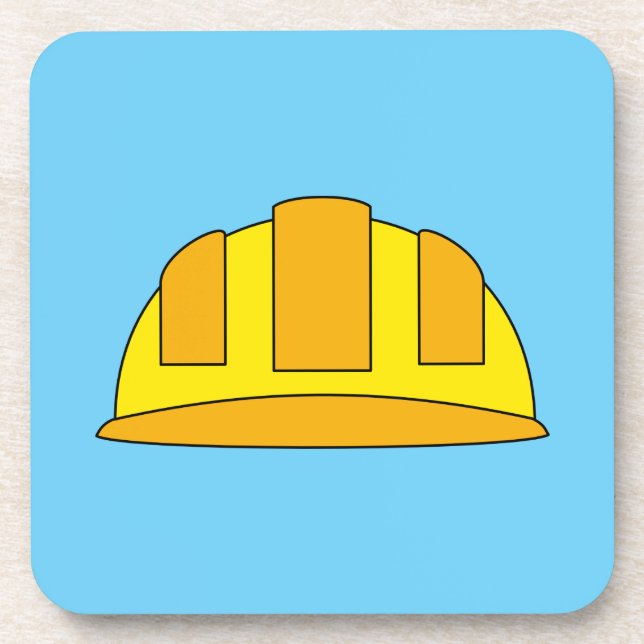 Yellow Hard Hat Cartoon Getränkeuntersetzer (Vorderseite)