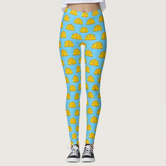 Yellow Hard Hat Cartoon Leggings (Vorderseite)