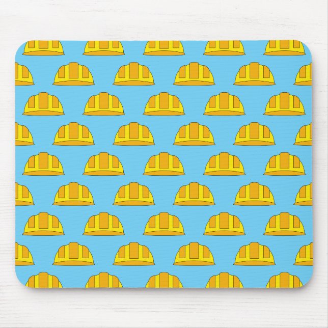 Yellow Hard Hat Cartoon Mousepad (Vorne)