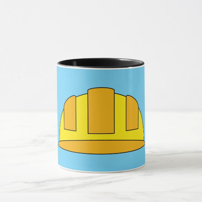 Yellow Hard Hat Cartoon Tasse (Zentrum)