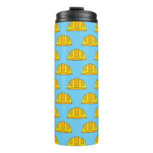 Yellow Hard Hat Cartoon Thermosbecher