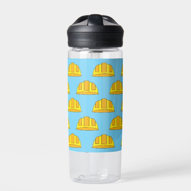 Yellow Hard Hat Cartoon Trinkflasche (Vorderseite)