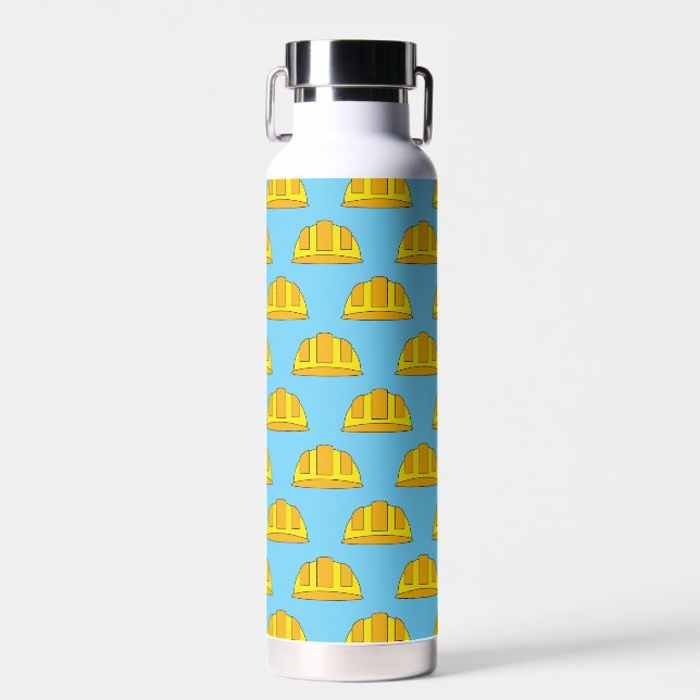 Yellow Hard Hat Cartoon Trinkflasche (Vorne)