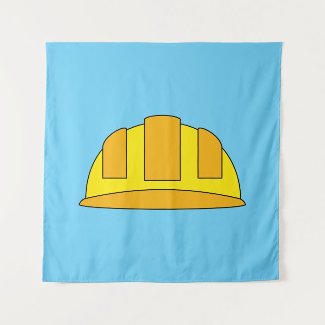 Yellow Hard Hat Cartoon Wandteppich (Vorderseite)