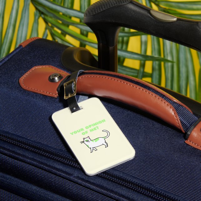 Yellow Haughty Cat Luggage Tag Gepäckanhänger (Vorderseite Insitu 1)