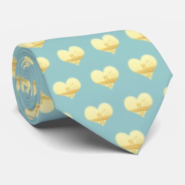 Yellow Heart Beach Hochzeit Krawatte (Gerollt)