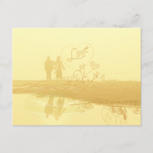 Yellow Heart Beach Hochzeit Postkarte (Vorderseite)